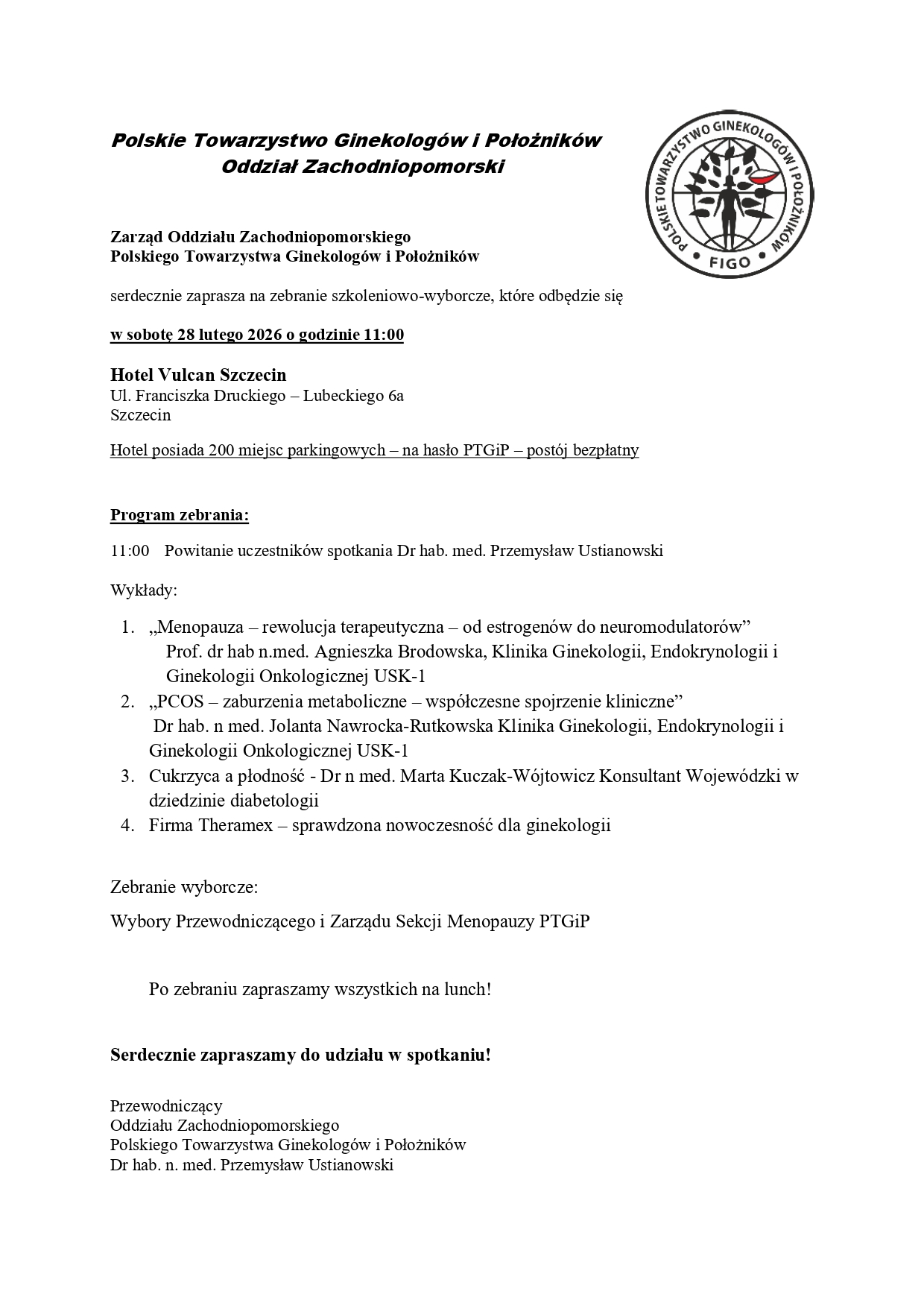 Zebranie Członków Oddziału Zachodniopomorskiego PTGiP